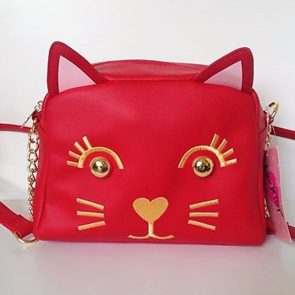 Betsey Johnson Red & Gold Cat Purse *FINAL PRICE* - Picture 1 of 7